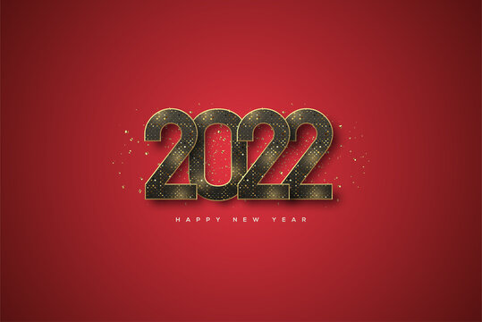 Happy new year 2022 with golden black.