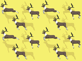 Animal Animation Reindeer Walking Cartoon Vector Seamless Wallpaper