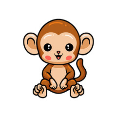 Cute baby monkey cartoon sitting