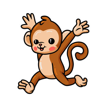 Cute baby monkey cartoon running