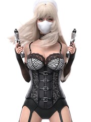 3D rendering illustration mask girl