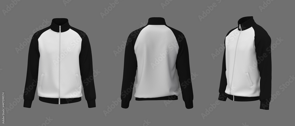 Wall mural Blank raglan tracksuit jacket mockup, 3d illustration, 3d rendering