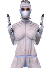 3D rendering illustration mask girl