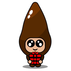 cartoon mascot costume vector cute cassava vegetable character holding a gift box