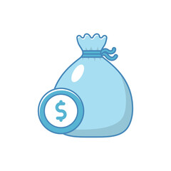 Bag of money vector with blue and white color suitable for icon or illustration