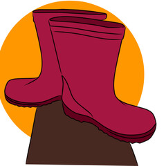 Vector a pair of waterproof rubber boots