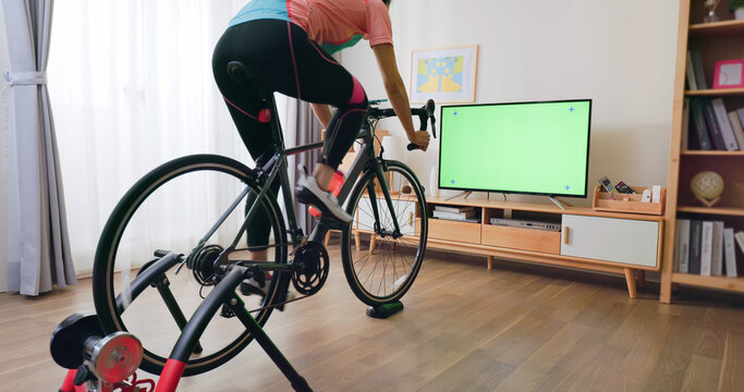 Woman Ride Exercise Bike