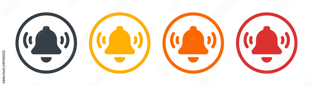 Poster bell icon vector. alarm ringing and reminder symbol isolated on white background.