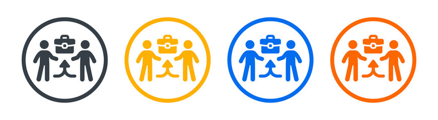 Colleague, coworker, associate icon on circle design. Company concept