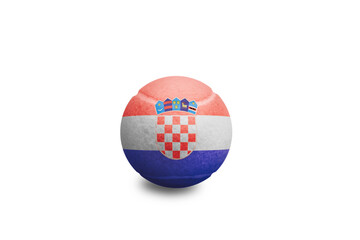 Tennis ball with the coloured national flag of  Croatia on the white background	