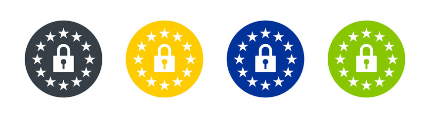 Euro security padlock icon set. GDPR icon vector illustration.