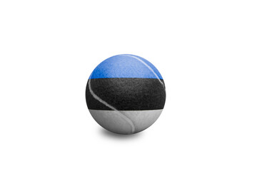 Tennis ball with the coloured national flag of  Estonia on the white background	