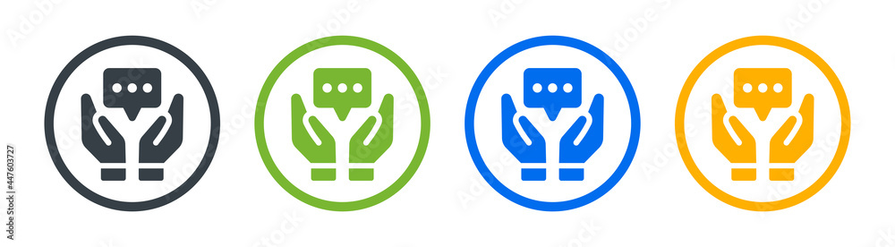 Poster hand support with bubble speech icon vector illustration.