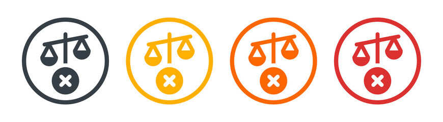 Unfair icon vector. Scale of Justice symbol of unequal. Unbalanced scale concept. - obrazy, fototapety, plakaty