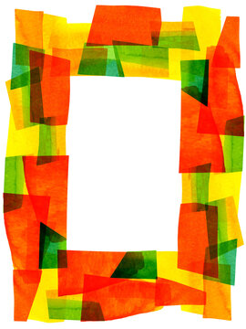 水彩オレンジ緑らくがきフレーム