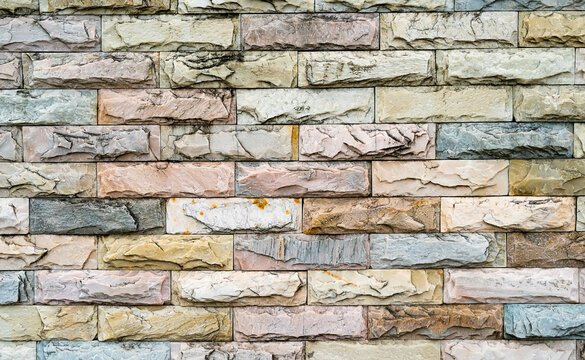 Fototapeta Stone wall texture background of grey brick stones.