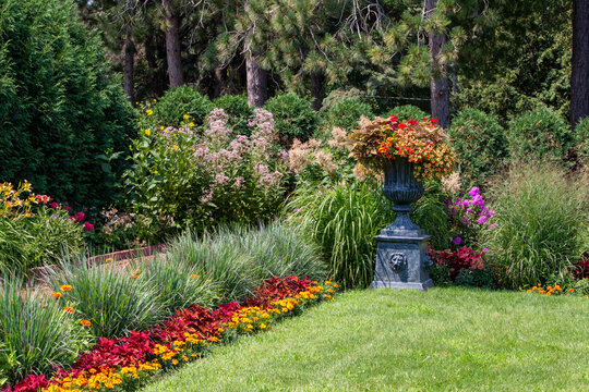 Clemens Formal Gardens, part of the Munsinger and Clemens Gardens along the Mississippi River on July 26, 2021, in St. Cloud, Minnesota 