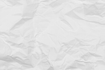 White crumpled paper texture background.