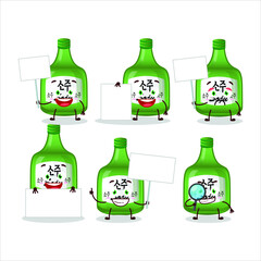 Soju cartoon in character bring information board. Vector illustration
