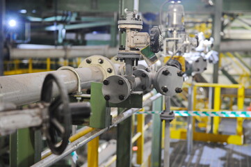 Pavlodar region, Kazakhstan - 12.10.2015 : Pipes in the production of sulfide ore processing and copper mining