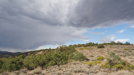 Desert section from Tehachapi Pass on the Thru Hiking footpath PCT (Pacific Crest Trail) in California, USA. 