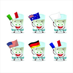 Tuica cartoon character bring the flags of various countries. Vector illustration