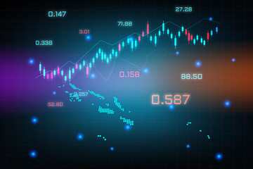 Stock market background or forex trading business graph chart for financial investment concept of Solomon Islands map. business idea and technology innovation design.