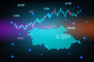 Stock market background or forex trading business graph chart for financial investment concept of South Sudan map. business idea and technology innovation design.