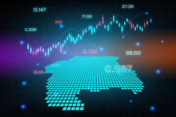 Stock market background or forex trading business graph chart for financial investment concept of Suriname map. business idea and technology innovation design.