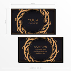 Template Black luxury Business cards with decorative ornaments business cards, oriental pattern, illustration.