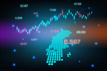 Stock market background or forex trading business graph chart for financial investment concept of Sweden map. business idea and technology innovation design.