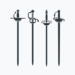 renaissance era sword collection, vector art.
