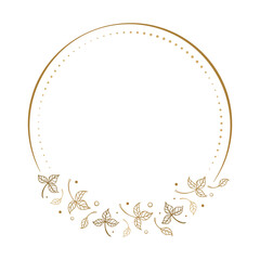 Vector round dotted frame. Autumn leaves decoration