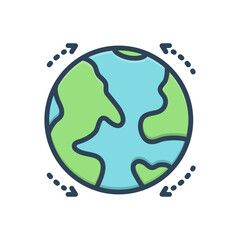 Color illustration icon for globe