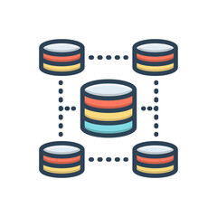 Color illustration icon for database 