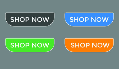 set shop now text web buttons, sign icon label, colorful shape, gradient color