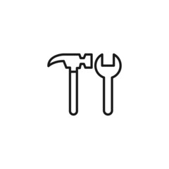 Line icon of hammer and wrench