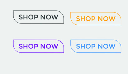 set shop now text web buttons, sign icon label, colorful shape, gradient color