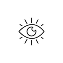 Line icon of big eye with pupil in form of moon
