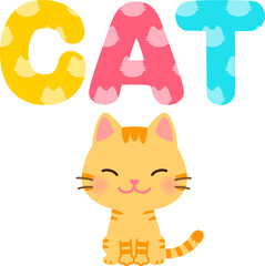 座るトラネコと'CAT'の文字