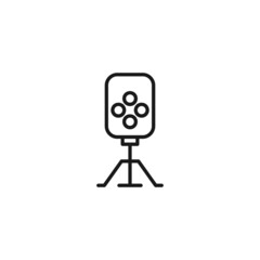Line icon of simple camera with lens and buttons