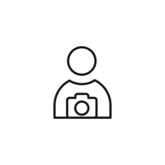 Line icon of faceless photographer and camera