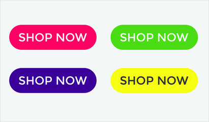 set shop now text web buttons, sign icon label, colorful shape, gradient color