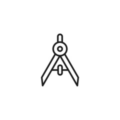 Line icon of compass for construction and drawing