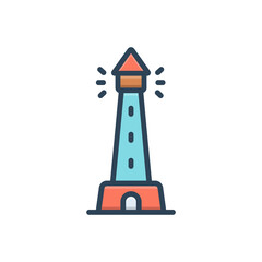 Color illustration icon for light house