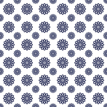 seamless black and white pattern with flowers