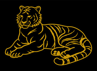 Tiger symbolic outline - laying down