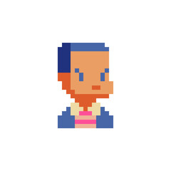 Pixel art character. Teenager Avatar. Profile picture. 8-bit. Isolated vector illustration.