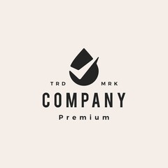 drop check oil water blood hipster vintage logo vector icon illustration