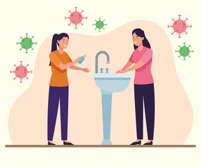 Women washing her hands